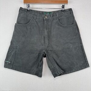 90s Vtg Double Knee Mens 36 (34x7) Canvas Faded Gray/Green Shorts Arborwear